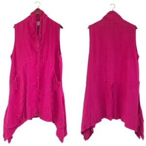 COMPLETO Lino by Arthurio Pink Sleeveless Linen Tunic Vest 100% Linen Size Large